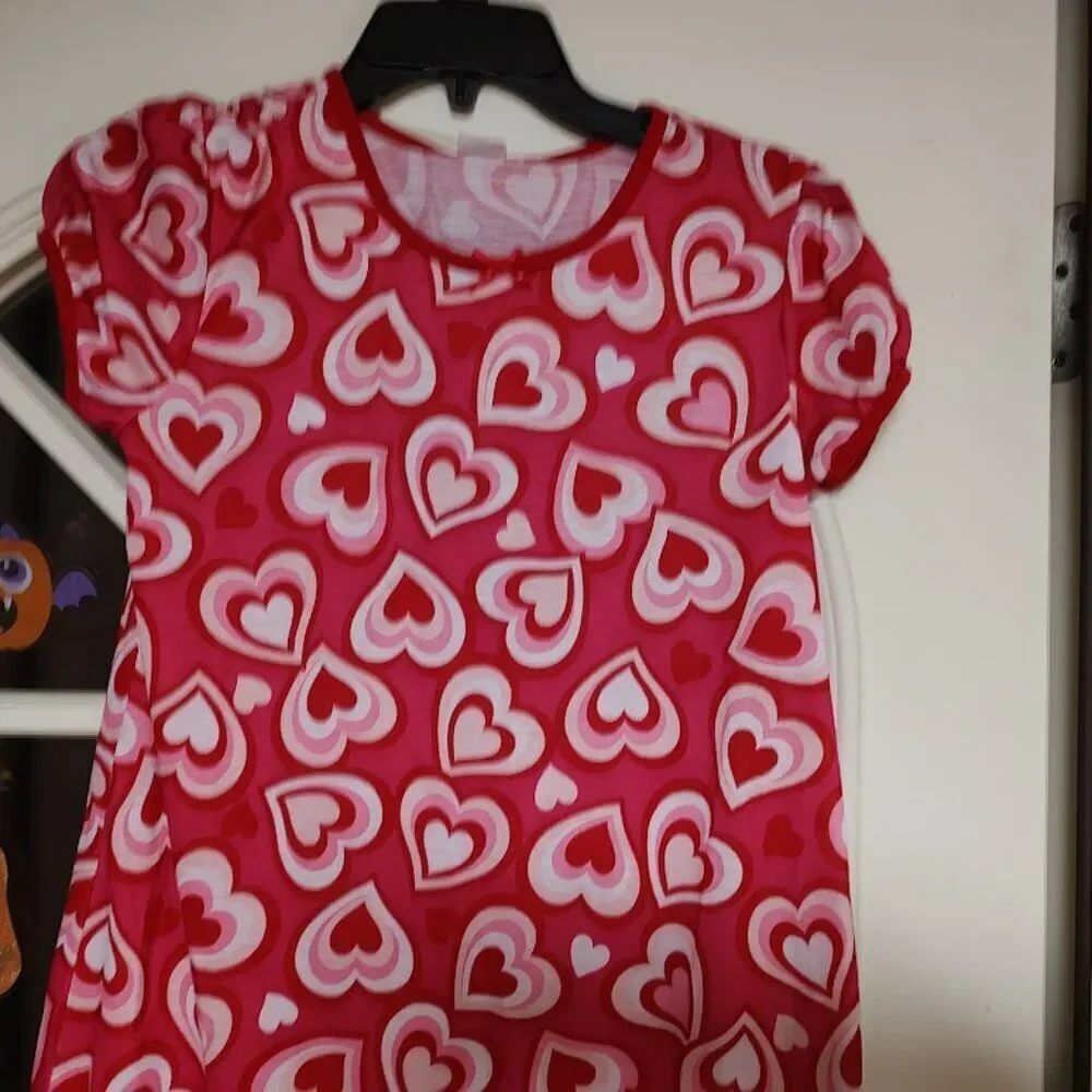 New The Children's Place Red Pink Short Sleeve nightgown Size Girl's 14